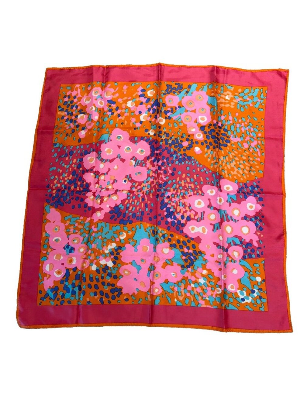Vintage 1976 Totes Rain Scarf Water Repellent Colorful Floral Mod Japan 27x27